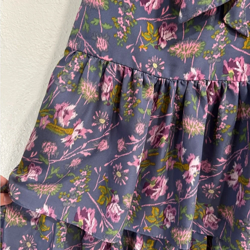 Likely Purple Floral Front Tie Tier Midi Dress - Picture 3 of 12
